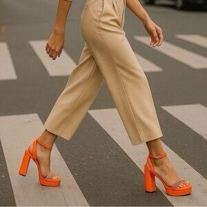 SCHUTZ Orange Platform Block Heel Sandals